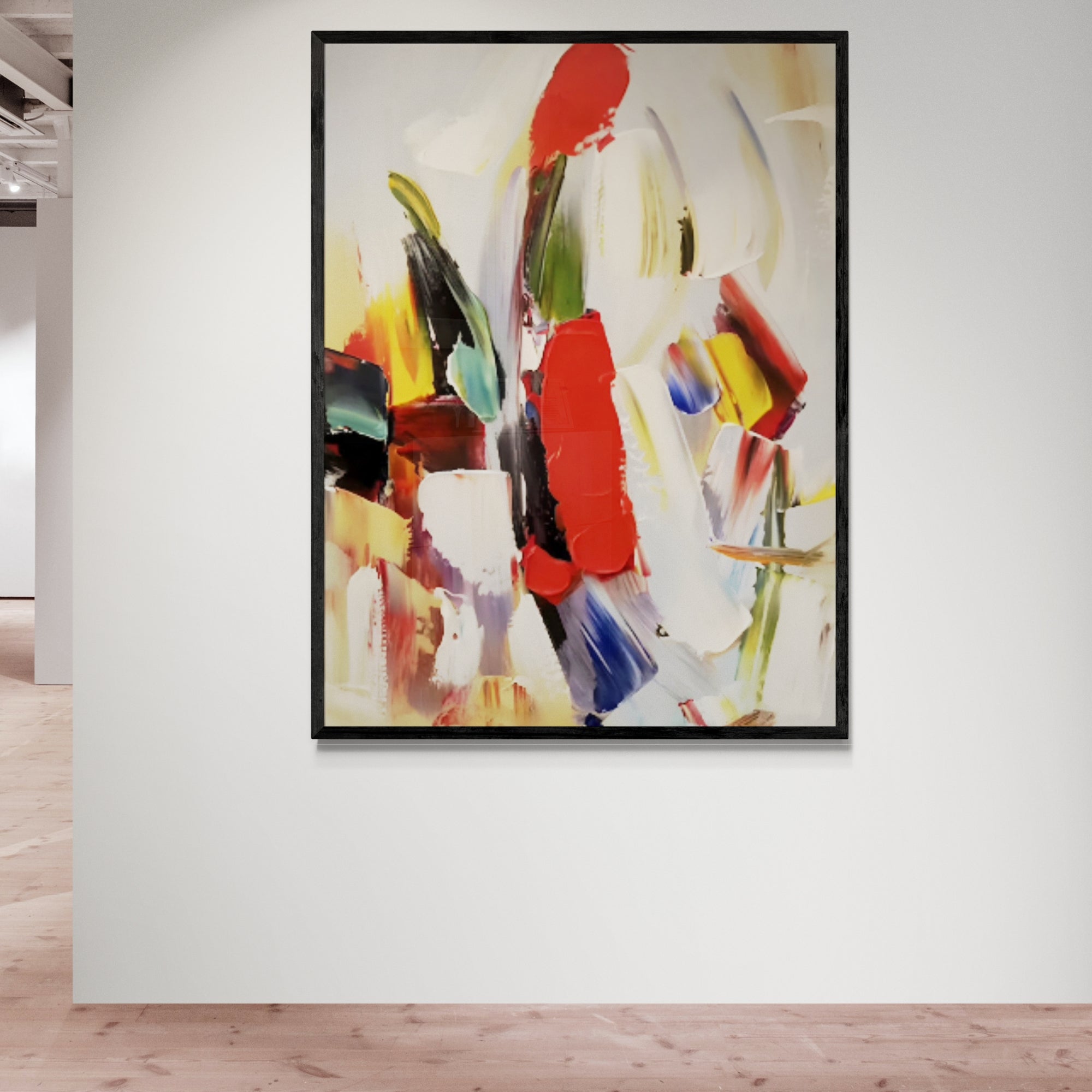 Eye-catching abstract art with a vibrant palette and bold composition, ideal for modern and contemporary home decor settings.