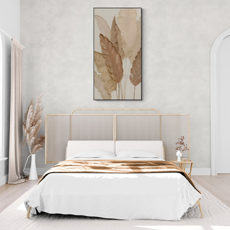 Nature-inspired leaf artwork, handmade and perfect above a dresser or in a rustic-modern guest room.