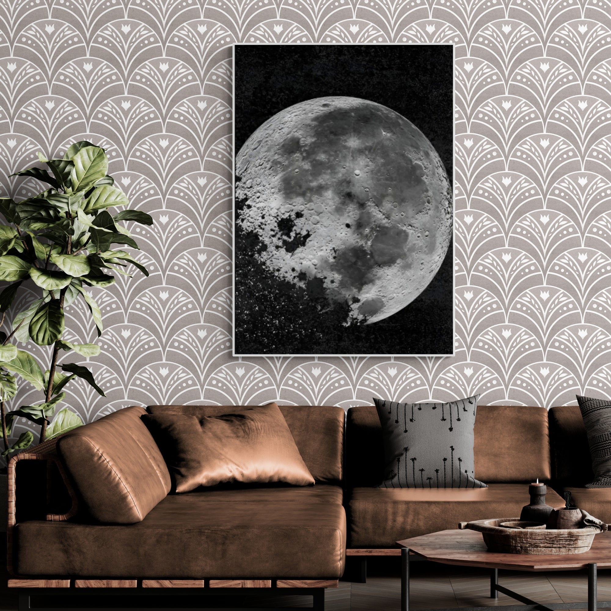 Bring outer space vibes to your home with this handmade moon canvas—ideal for astronomy lovers and dreamers alike.
