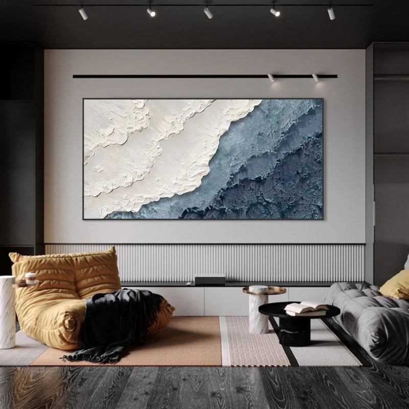 Handmade abstract art perfect for modern living rooms seeking a calm, textured statement piece