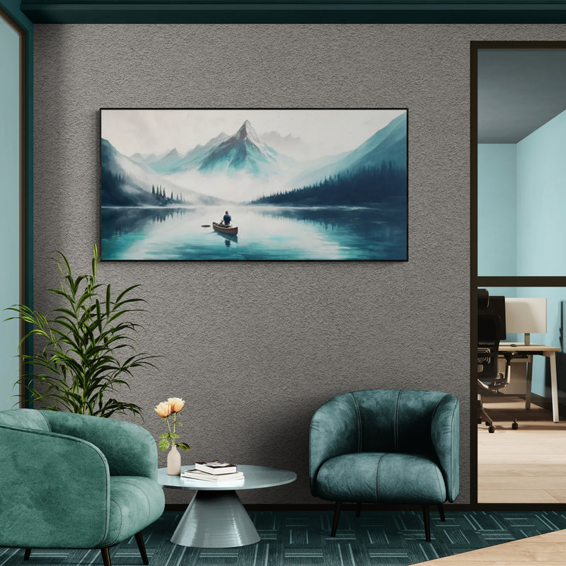Handmade landscape painting that enhances contemporary hallways or creative studio walls.
